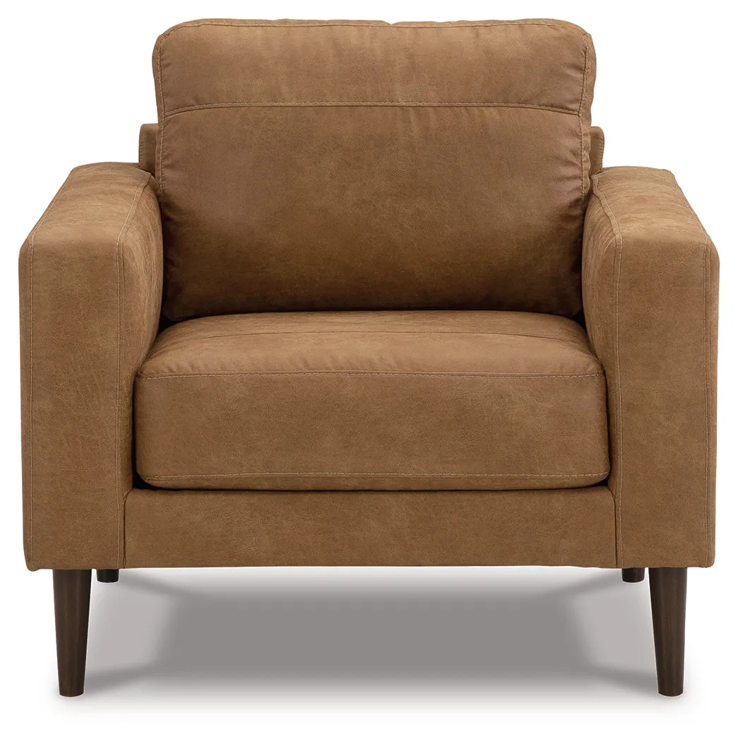 Telora Sofa, Loveseat, Chair and Ottoman in Caramel