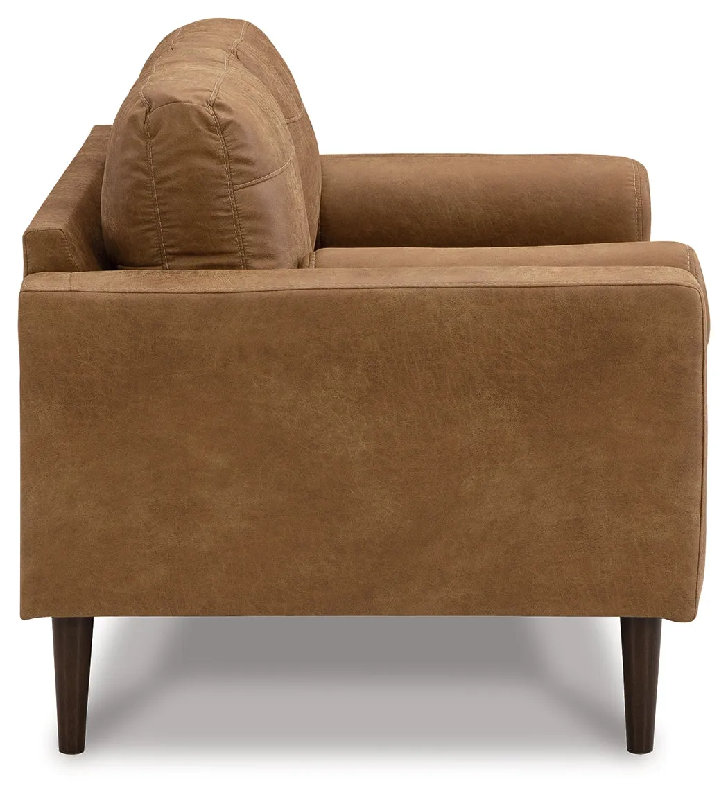Telora Sofa, Loveseat, Chair and Ottoman in Caramel