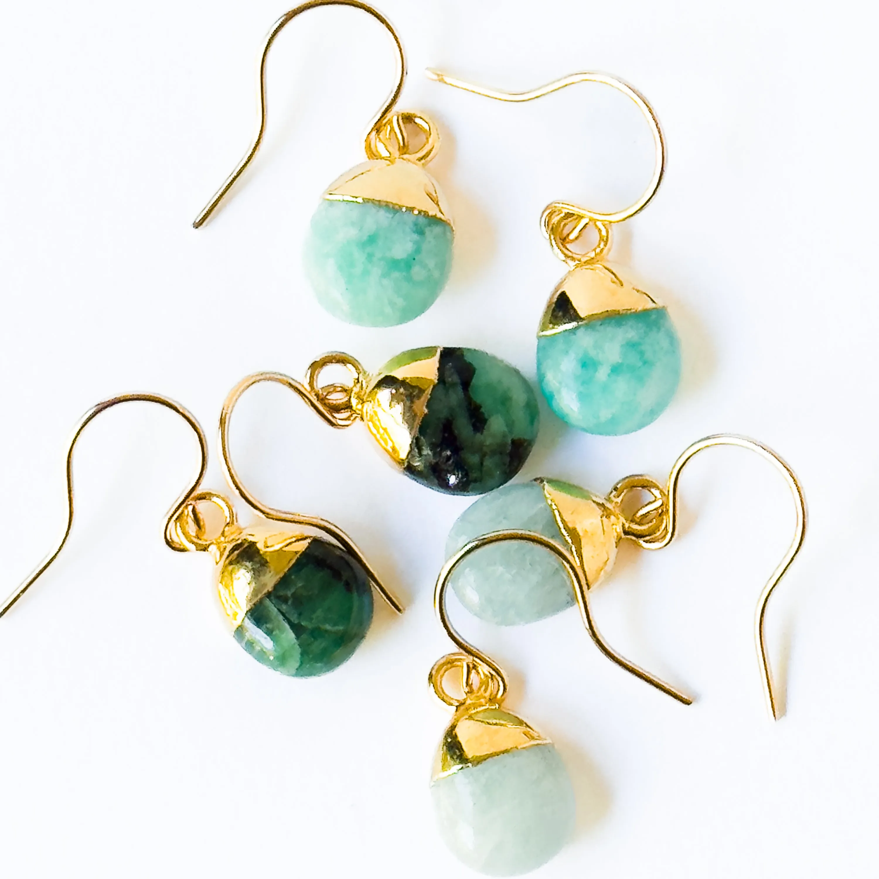 Tiny Gemstone Charm Earrings