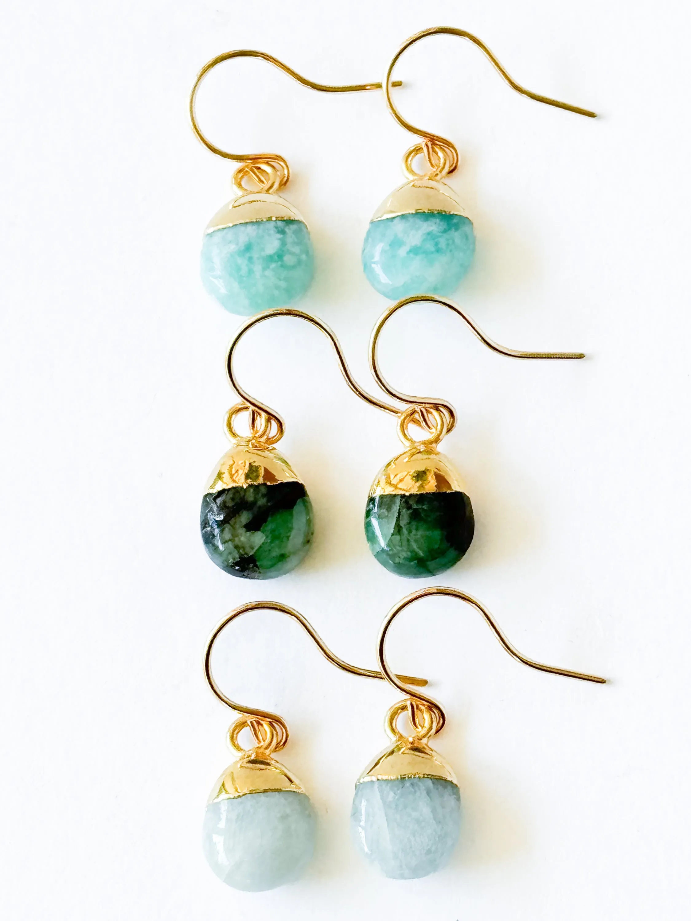 Tiny Gemstone Charm Earrings