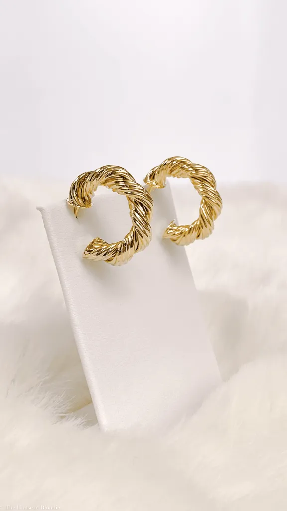Twist Croissant Hoop Earrings (14K GOLD DIPPED)