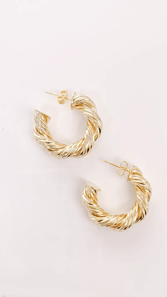 Twist Croissant Hoop Earrings (14K GOLD DIPPED)