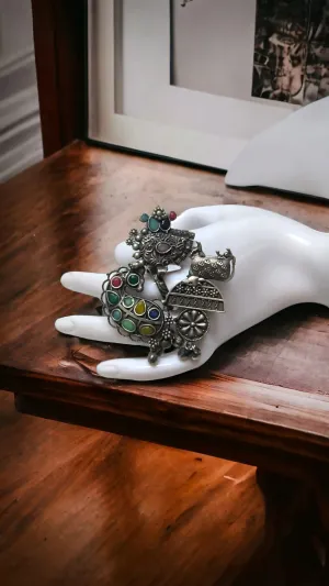 Vaanya Silver Lookalike Oxidised Finger Ring