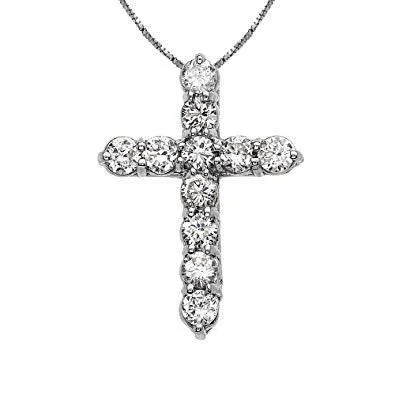 White Gold Cubic Zirconia Cross Necklaces for Women