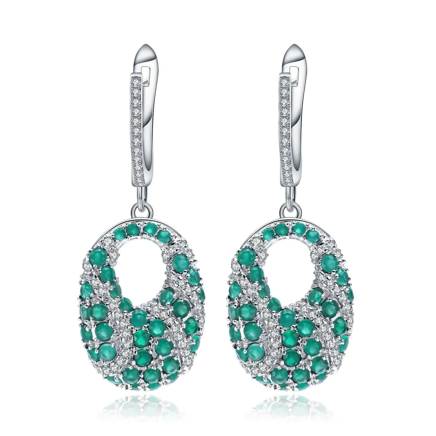 Women's Earring Green Agate Earring Agate band unique Sterling Silver Earring Green Agate Earring promise Earring SKU: 6142388