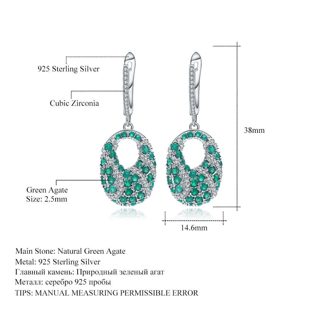 Women's Earring Green Agate Earring Agate band unique Sterling Silver Earring Green Agate Earring promise Earring SKU: 6142388