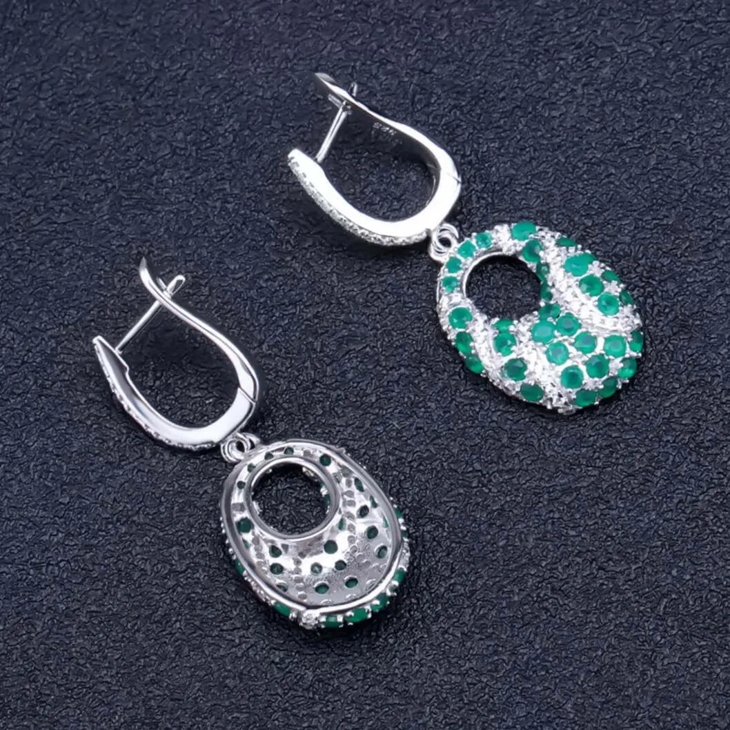 Women's Earring Green Agate Earring Agate band unique Sterling Silver Earring Green Agate Earring promise Earring SKU: 6142388