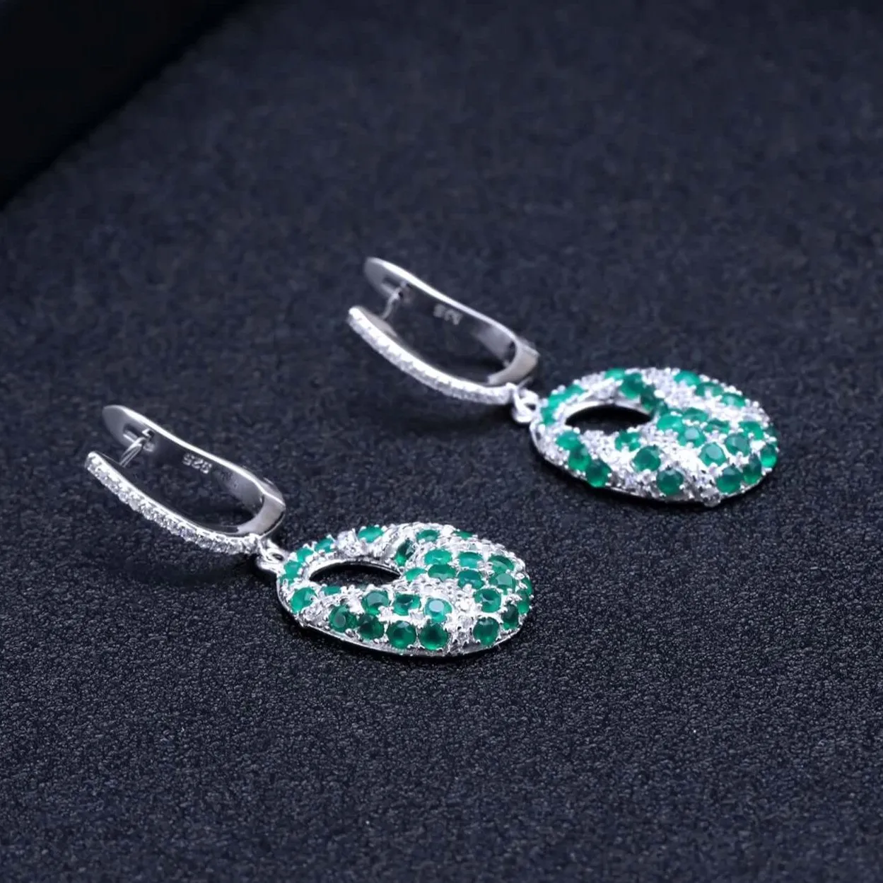 Women's Earring Green Agate Earring Agate band unique Sterling Silver Earring Green Agate Earring promise Earring SKU: 6142388